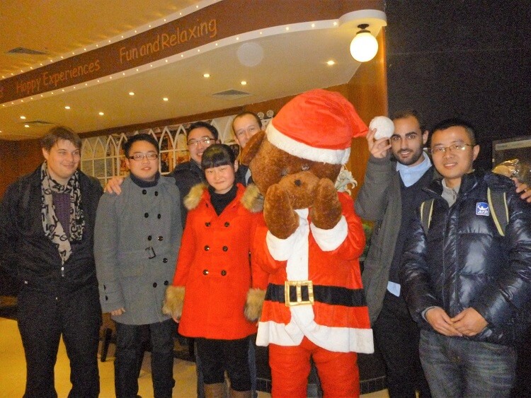 Teachers and students celebrating Christmas in China